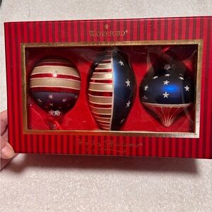 Waterford Holiday Ornament Set - Red, Blue, and White